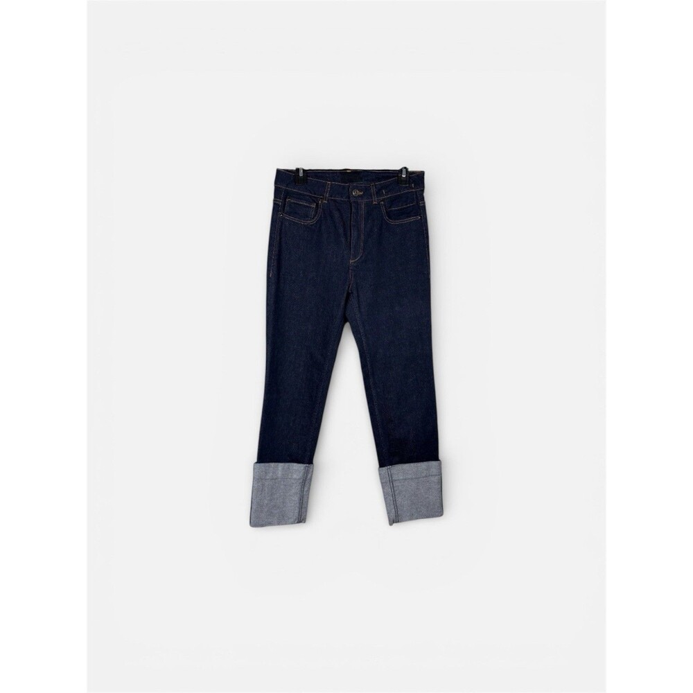 Dorothee Schumacher Dark Blue Wash Indigo Denim Jeans Size 3 Large Cuff Hem